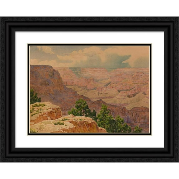 Gunnar Mauritz Widforss 18x14 Black Ornate Wood Framed Double Matted Museum Art Print Titled - A View of the Grand Canyon