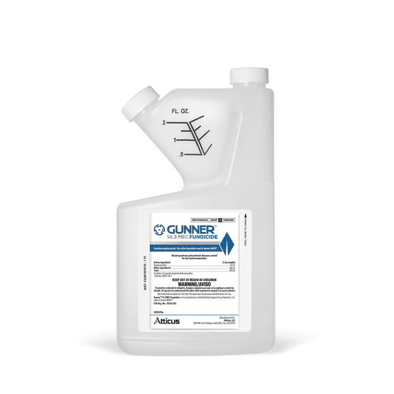 Gunner 14.3 Propiconazole Fungicide (1 Pint)   Controls Brown Patch, Dollar Spot, Blights, Powdery Mildew, and Rusts  - Atticus