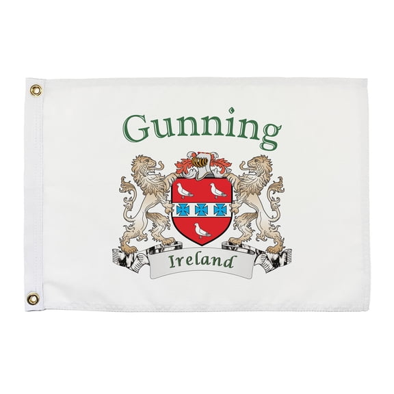 Gunning Irish Coat of Arms Small White Flag - 16"x10.5" inches