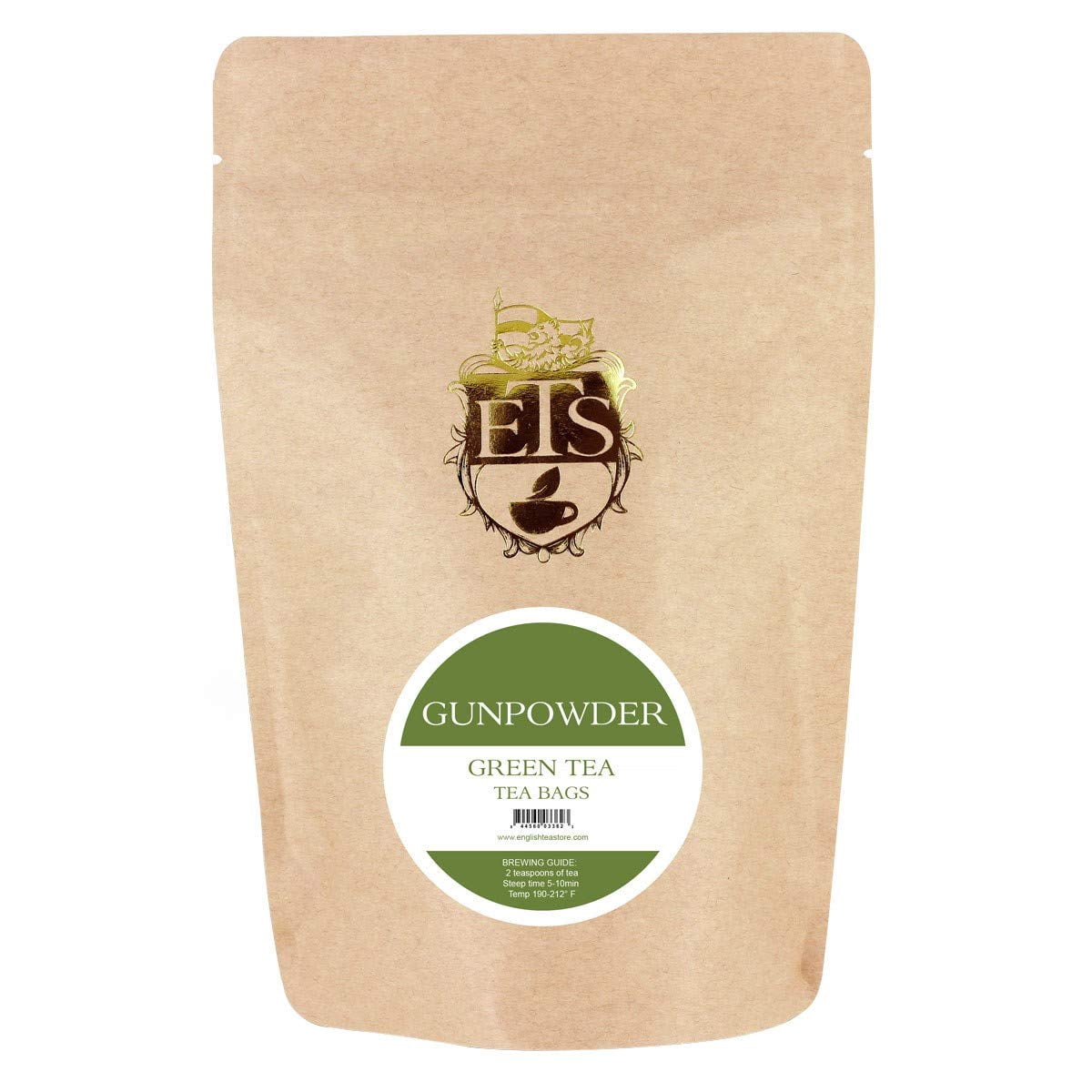 Gunpowder Green Tea Bags Bulk Pack of 100 | Strong Chinese Green Tea Rolled Leaf Style | Bold Flavor with Earthy Notes | No Tag No String English Style Teabags | Resealable Pouch