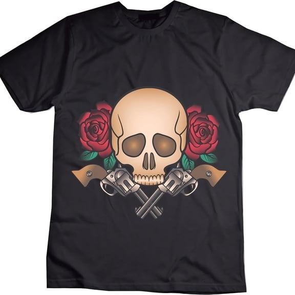 Guns And Roses Skull T-Shirt - Comfortable 100% Cotton