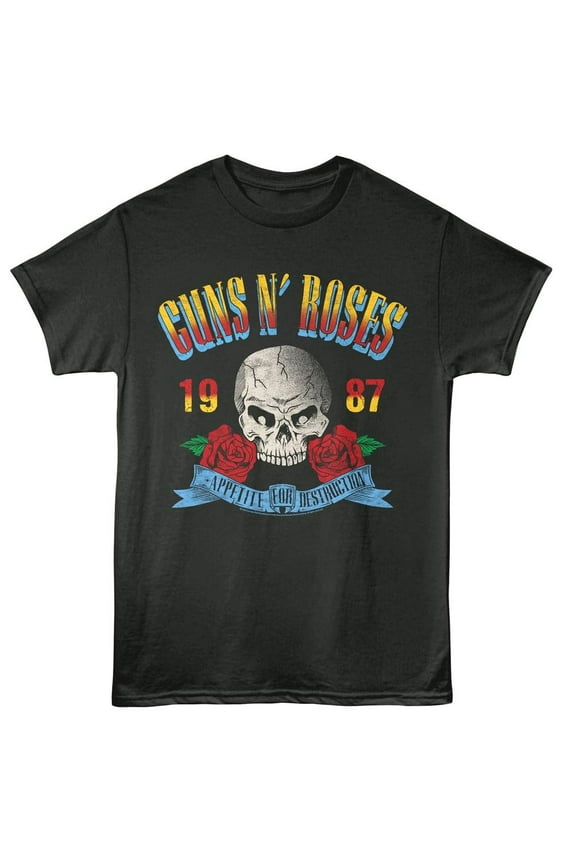 Guns N Roses - Afd 87 - American Classics - Front Print Smoke Solid Adult Short Sleeve T-Shirt