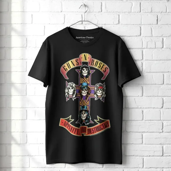 Guns R Roses Skull Guns N Roses Appetite For Destruction Skull Men's T Shirt (Black ...