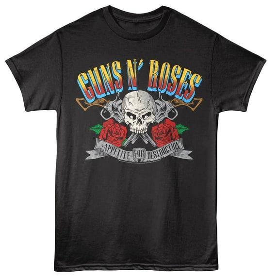 Guns N Roses Appetite For Destruction Skull Men's T Shirt (Black, Big&Tall3XLT)
