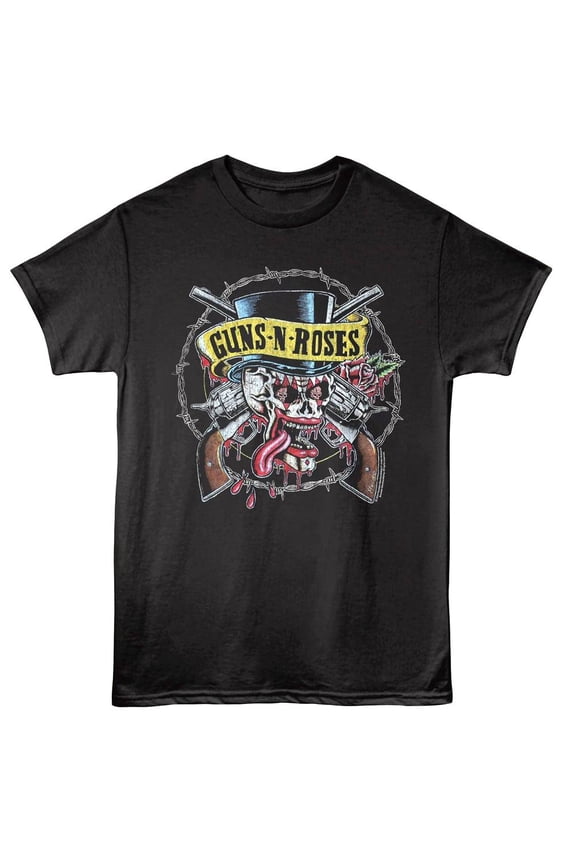Guns N Roses Bloody Skull Top Hat Men's T Shirt (Black, Big&Tall2XLT)