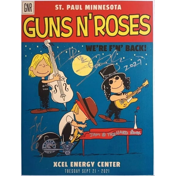 Guns N Roses Concert Poster 2021 Charlie Brown Edition in Reproduction 11 x 17 Inch Poster