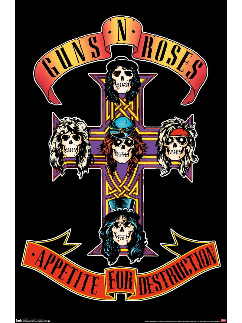 限定350枚　GUNS N' ROSES リトグラフ　2022 DAY1 Guns N' Roses - Cross Wall Poster, 22.375