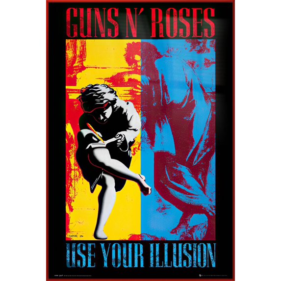 Guns N' Roses - Framed Music Poster (Use Your Illusion I & II) (Size: 25" X 37") (Red Plastic Frame)