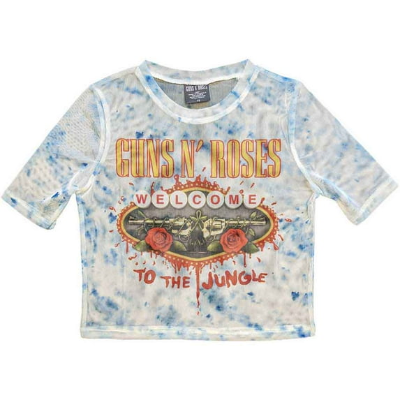 Guns N' Roses Ladies Crop Top: Welcome To The Jungle LV (Mesh) (Large)