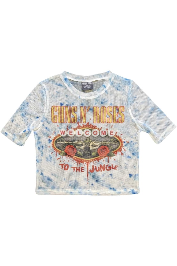 Guns N' Roses Ladies Crop Top: Welcome To The Jungle LV (Mesh)