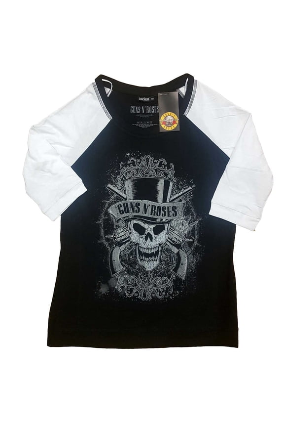 Guns N' Roses Ladies Raglan T-Shirt: Faded Skull (XXX-Large)
