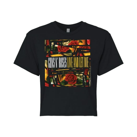 Guns N' Roses - Live Let Die - Juniors Cropped Cotton Blend T-Shirt