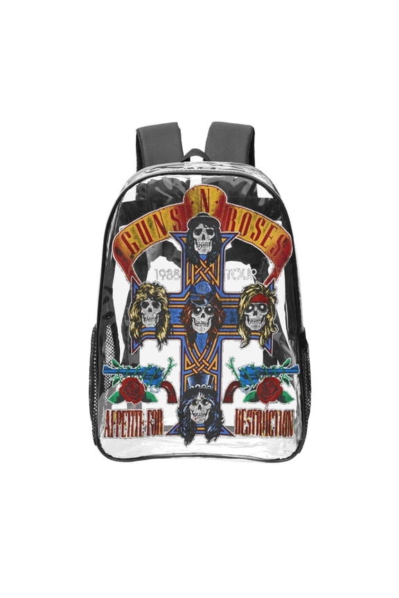 Guns N' Roses 'Nj Summer Jam 1988' Transparent Backpack Fashion Travel Backpack Laptop Backpack 16ch