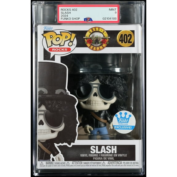 Guns 'N Roses, PSA Graded 9 MINT, Slash Collectible Vinyl Figure #402, Fully Encapsulated Bundle with Compatible Funko Pop! PSA Hard Protector Case