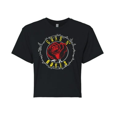 Guns N' Roses - Rose Circle - Juniors Cropped Cotton Blend T-Shirt