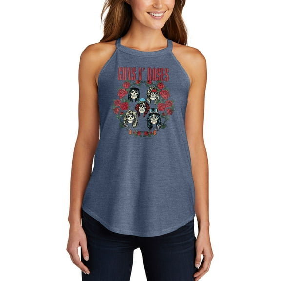 Guns N' Roses - Rose Frame - Juniors High Neck Tank Top