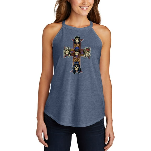 Guns N' Roses - Skull Cross - Juniors High Neck Tank Top