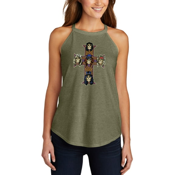 Guns N' Roses - Skull Cross  - Juniors High Neck Tank Top
