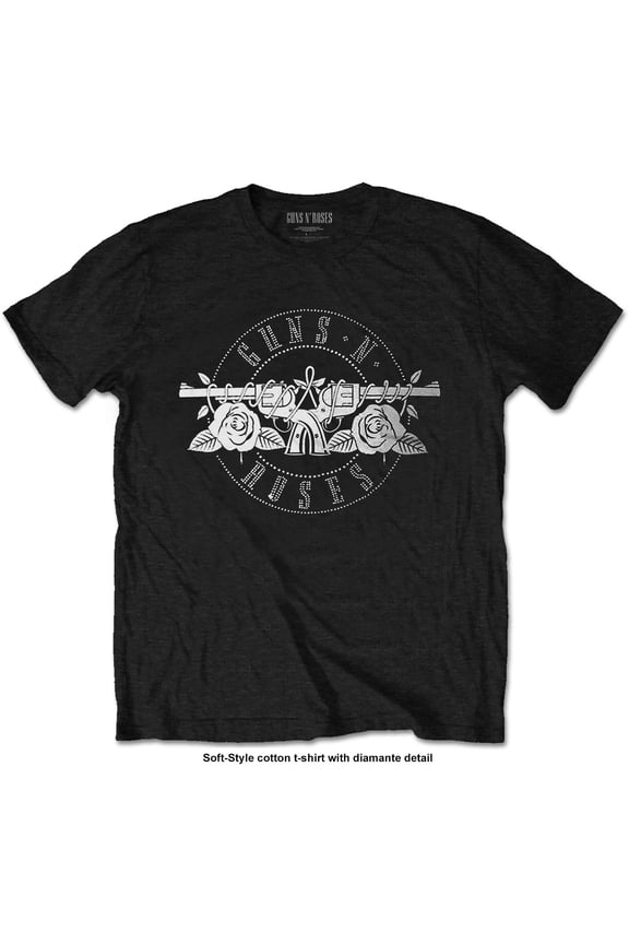 Guns N' Roses T Shirt Diamante Circle Band Logo new Official Mens Black