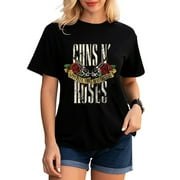 NDESTM Guns N' Roses T Shirt Womens Vintage Rock Music Tshirt Retro Band Graphic Tees Letter Print Concert Short Sleeve Tops