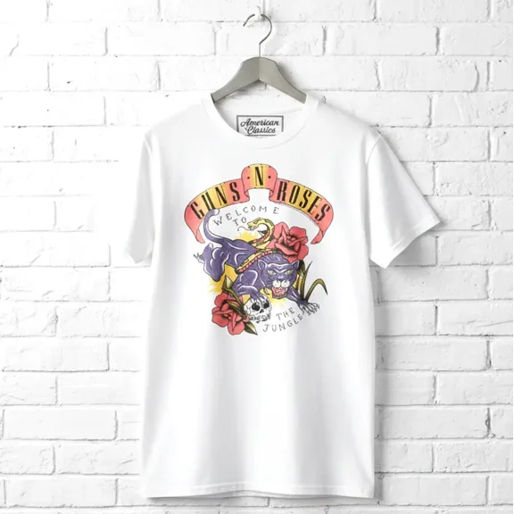 Guns N Roses Welcome to the Jungle Men's T Shirt (White, Adult6XL)