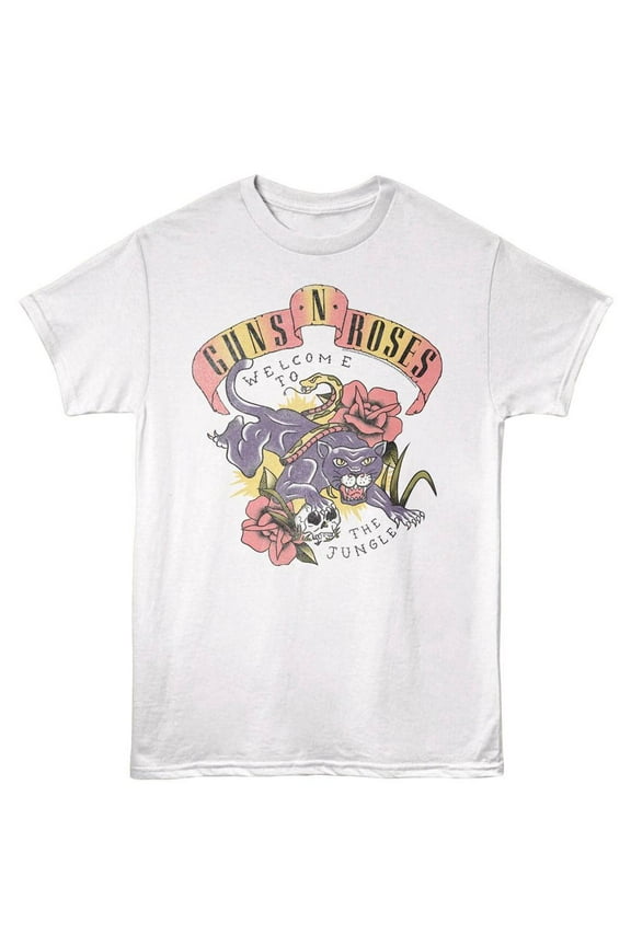 Guns N Roses Welcome to the Jungle Men's T Shirt (White, Adult5XL)