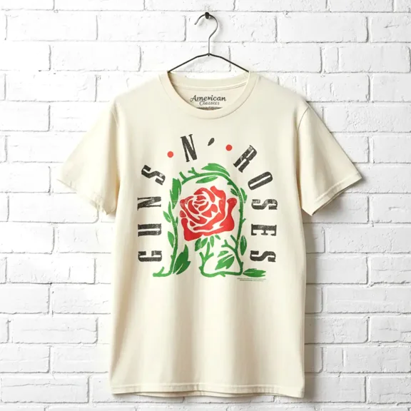 Guns N Roses Thorned Rose Men's T Shirt (Ivory, Adult3XL)