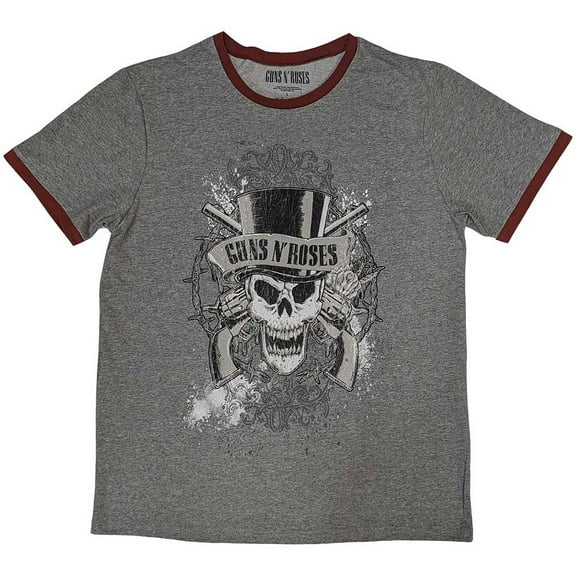 Guns N' Roses Unisex Ringer T-Shirt: Faded Skull (X-Large)