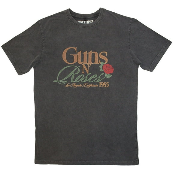 Guns N' Roses Unisex Stone Wash T-Shirt: California 1985 Stone Wash (Small)