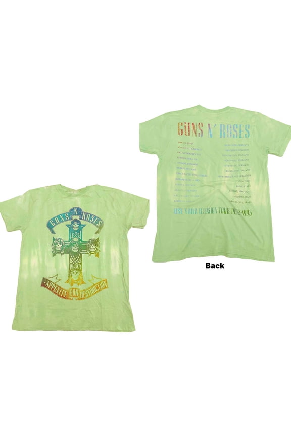 Guns N' Roses Unisex T-Shirt Gradient Use Your Illusion Tour (Wash Collection & Back Print) (Large)