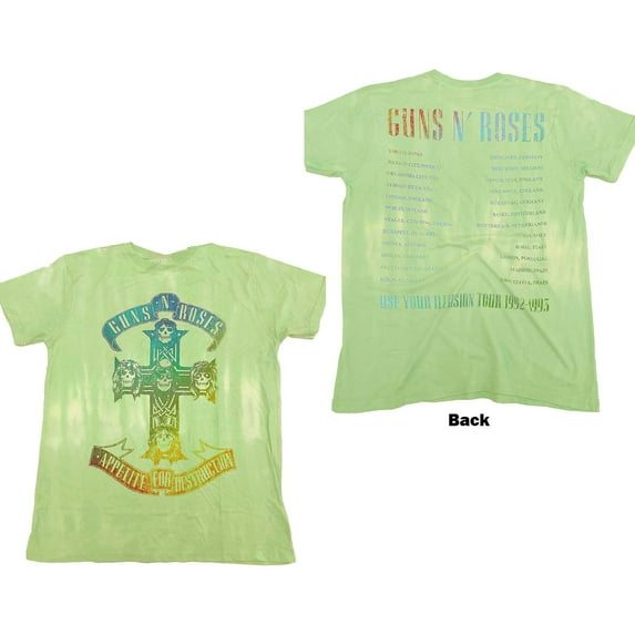 Guns N' Roses Unisex T-Shirt Gradient Use Your Illusion Tour (Wash Collection & Back Print) (Medium)