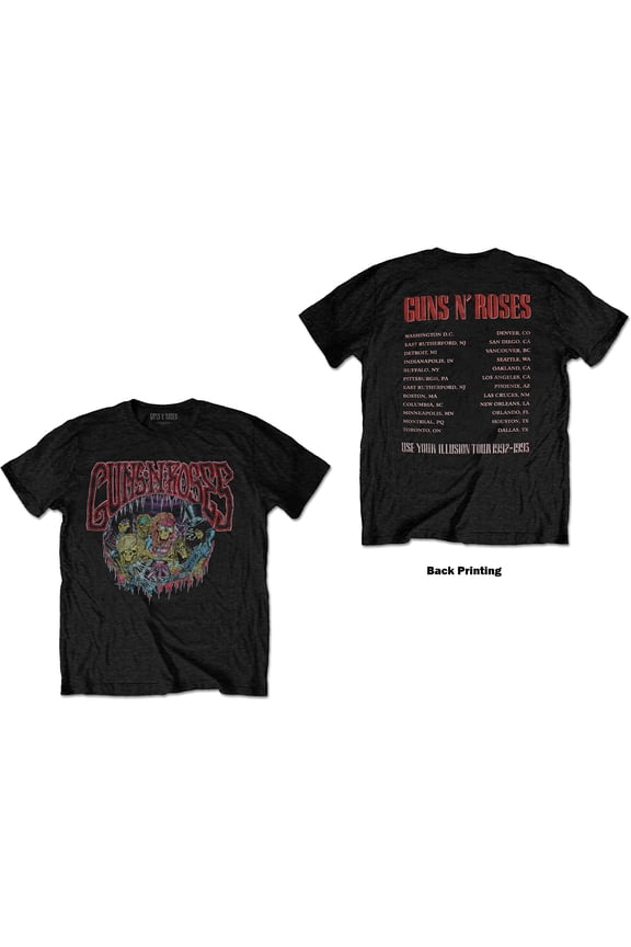 Guns N' Roses Unisex T-Shirt Illusion Tour (Back Print) (Small)