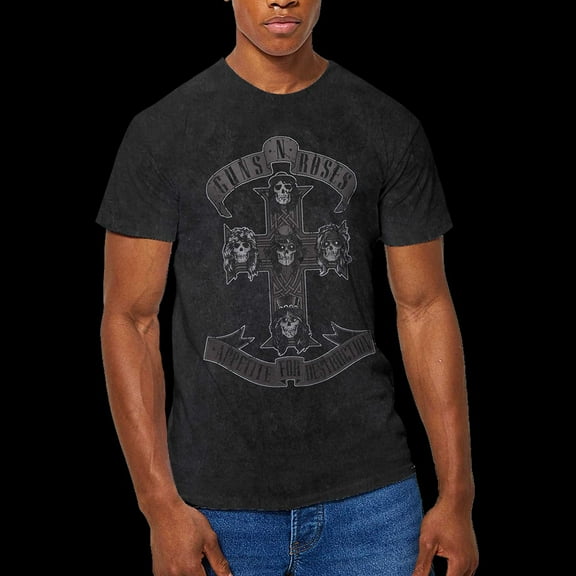 Guns N' Roses Unisex T-Shirt Monochrome Cross (Wash Collection) (X-Large)