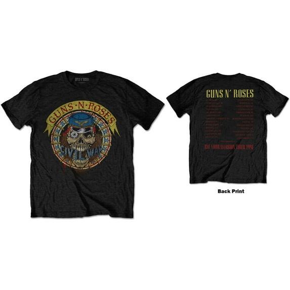 Guns N' Roses Unisex T-Shirt Skull Circle (Back Print) (Medium)