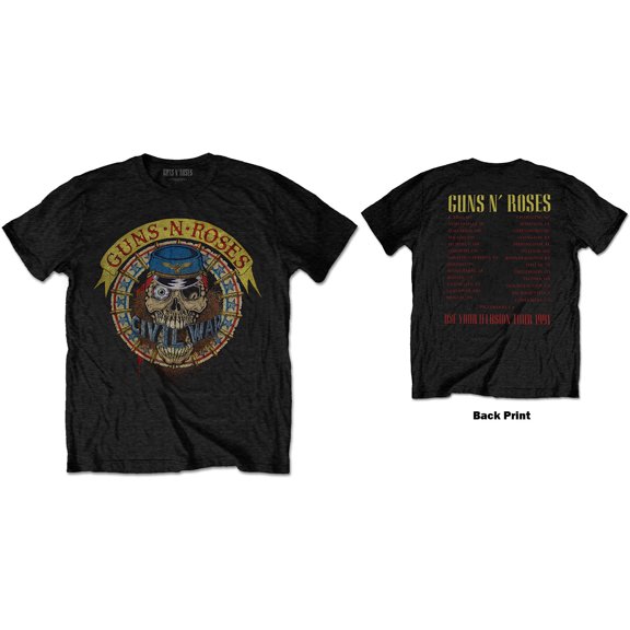 Guns N' Roses Unisex T-Shirt Skull Circle (Back Print) (Small)