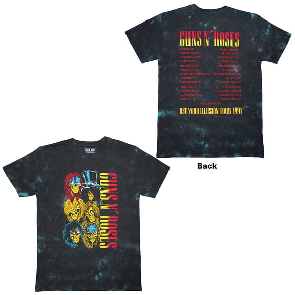 Guns N' Roses Unisex T-Shirt UYI Tour '91 (Black) (Back Print & Wash Collection) (Medium)