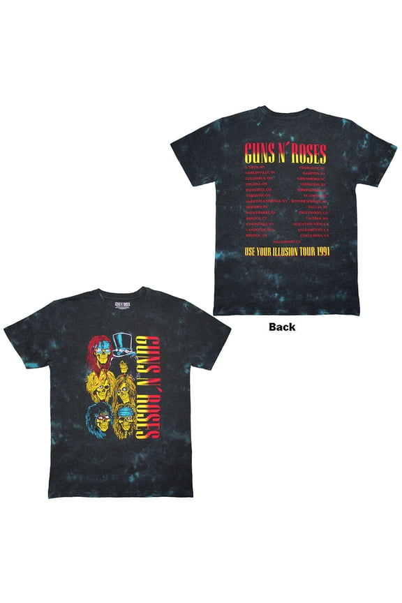 Guns N' Roses Unisex T-Shirt UYI Tour '91 (Black) (Back Print & Wash Collection) (XX-Large)