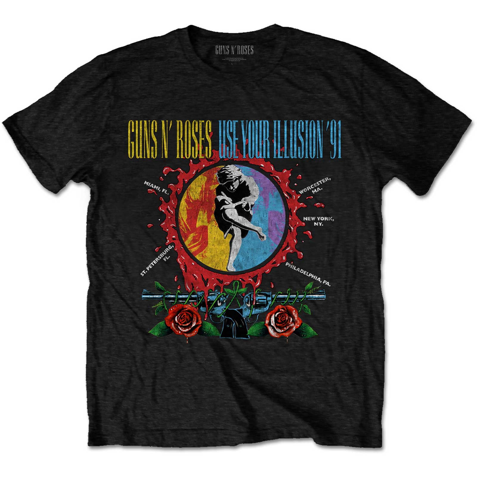 Guns N' Roses Maglietta Ufficiale Uomo – Use Your Illusion Circle Splat – Unisex, Taglia Large - 2