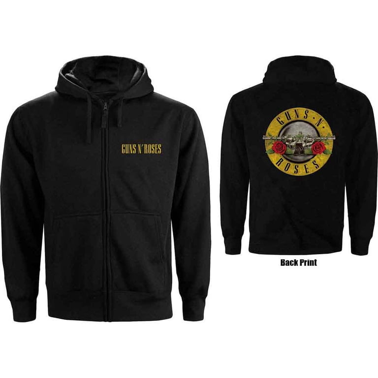 Guns N' Roses Unisex Zipped Hoodie Sweatshirt Classic Logo (Back