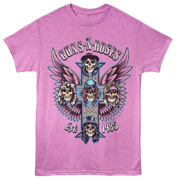 Guns N Roses Paradise City Skulls Men's T Shirt (PurpleHeather, AdultS)