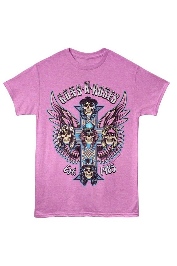 Guns N Roses Paradise City Skulls Men's T Shirt (PurpleHeather, AdultS)