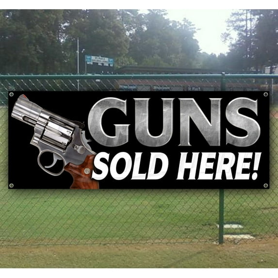 Guns Sold Here 13 oz Vinyl Banner With Metal Grommets