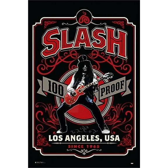 Guns n' Roses Slash Whiskey Label 100 Proof Los Angeles 24x36 Music Art Print Poster