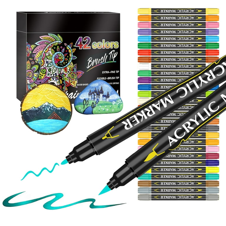 NICETY 42 Colors Dual Tip Acrylic Paint Pens, Acrylic Paint Pens