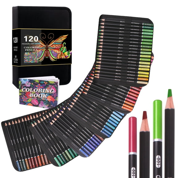 Gunsamg Colored Pencils Set with Zipper Bag, 120 Count, Idea for Kids Coloring Books, for Adult Drawing, Artists Sketching, back to school Supplies, Gifts