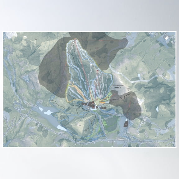 Gunstock Mountain Resort Trail Map Poster Wall Art, Modern Wall Decor, 8x12 UNFRAMED