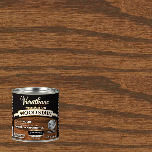 4 Pack, Gunstock, Varathane Premium Oil-Based Interior Wood Stain-211805, Half Pint