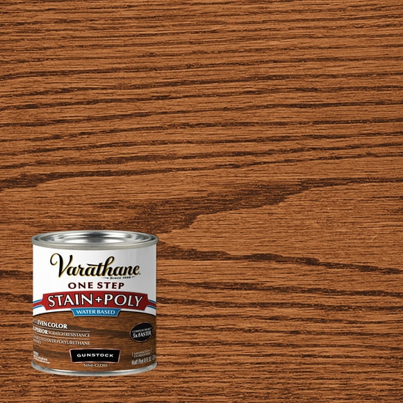 Gunstock, Varathane Stain + Polyurethane, Semi-Gloss -384365, Half Pint
