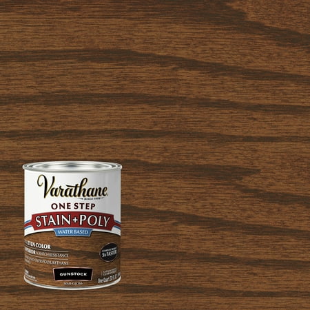 Gunstock, Varathane One Step Interior Wood Stain + Polyurethane, Semi-Gloss -384368, Quart