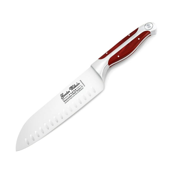 Gunter Wilhelm 7" Santoku Knife - Premium German Steel - Reddish ABS Handle - EXECUTIVE Chef II